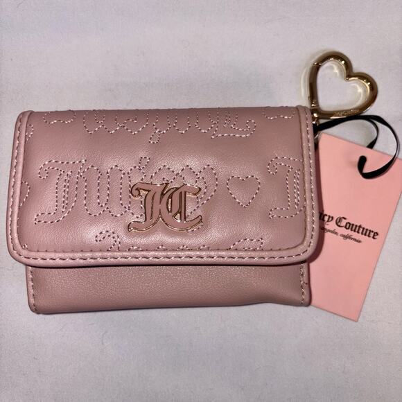 Juicy Couture Dusty Blush Pink League Double Sided Trifold Wallet Card Case NEW - Picture 1 of 10